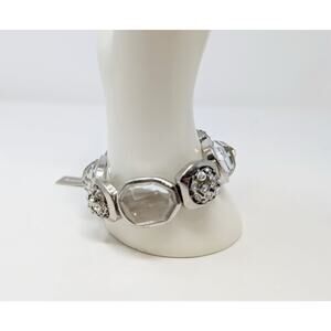 Chico's Bracelet Silver Tone Roselle Chunky Glass Crystal Stretch New
